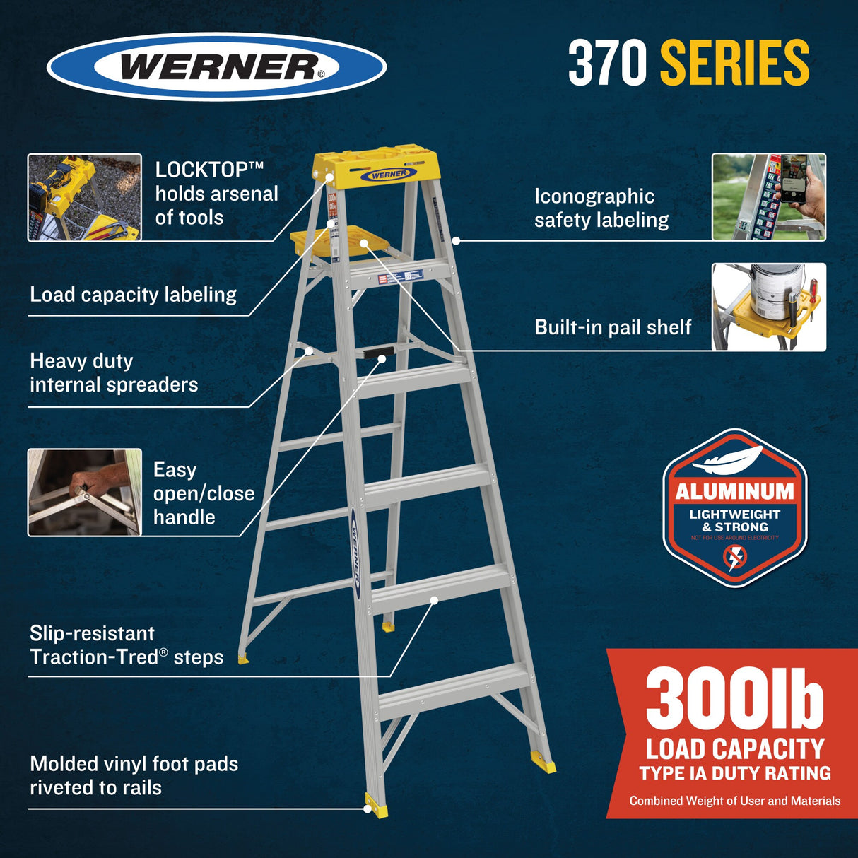 370 5-ft Aluminum Type 1A-300-lb Load Capacity Step Ladder 375