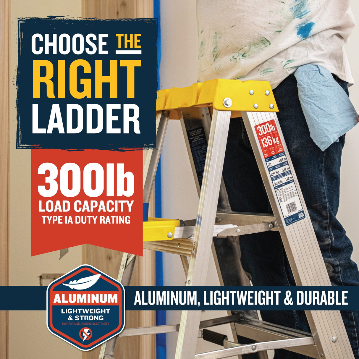 370 6-ft Aluminum Type 1A-300-lb Load Capacity Step Ladder 376