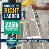 350 6-ft Aluminum Type 2- 225-lb Load Capacity Step Ladder 356