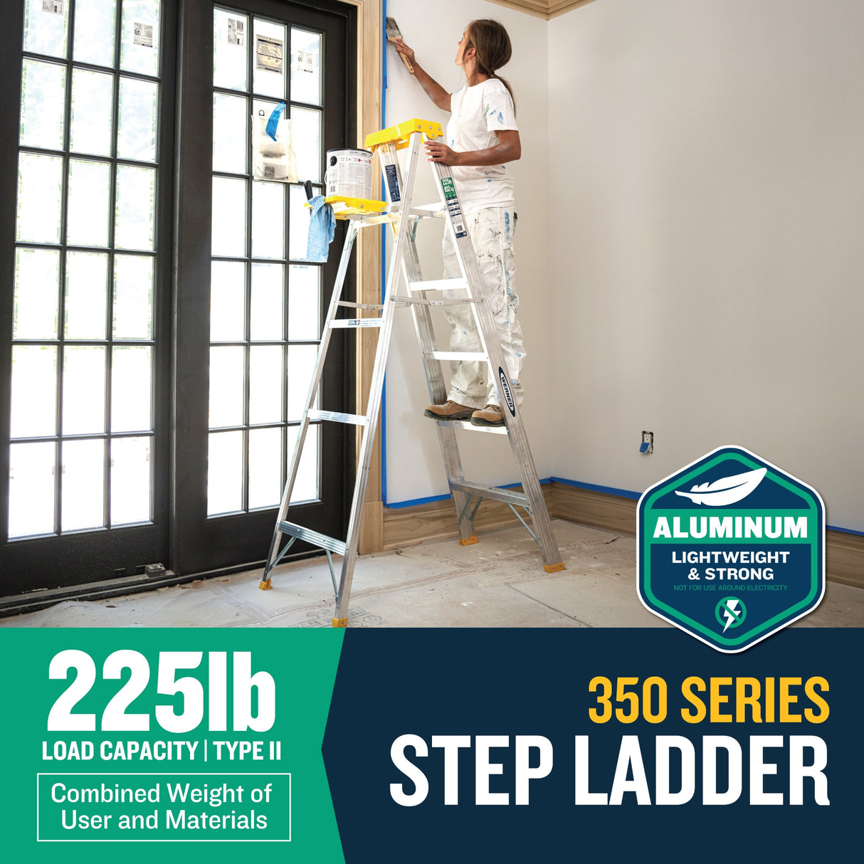 350 5-ft Aluminum Type 2-225-lb Load Capacity Step Ladder 355