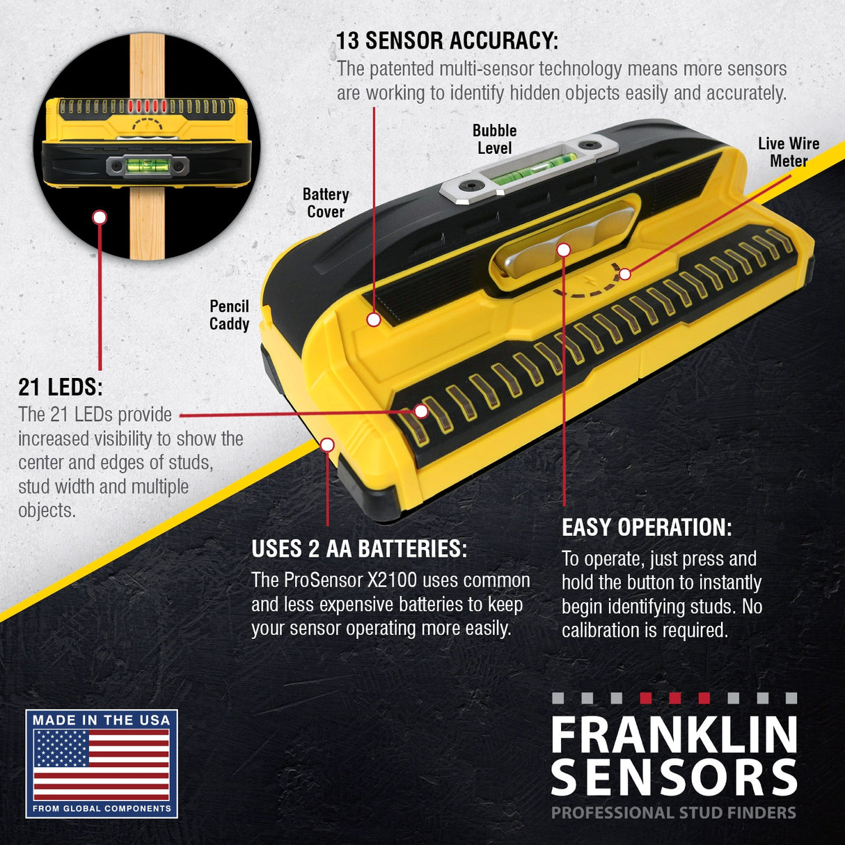 X2100 1.7-in Scan Depth Electric/Metal/Wood Finder FSX210022