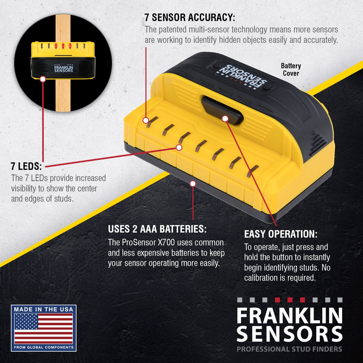 X700 1-in Scan Depth Metal and Wood Stud Finder FSX70012