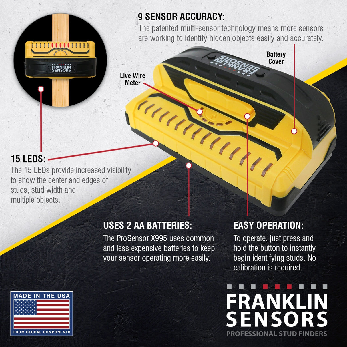 X995 1.5-in Scan Depth Electric/Metal/Wood Finder FSX99522