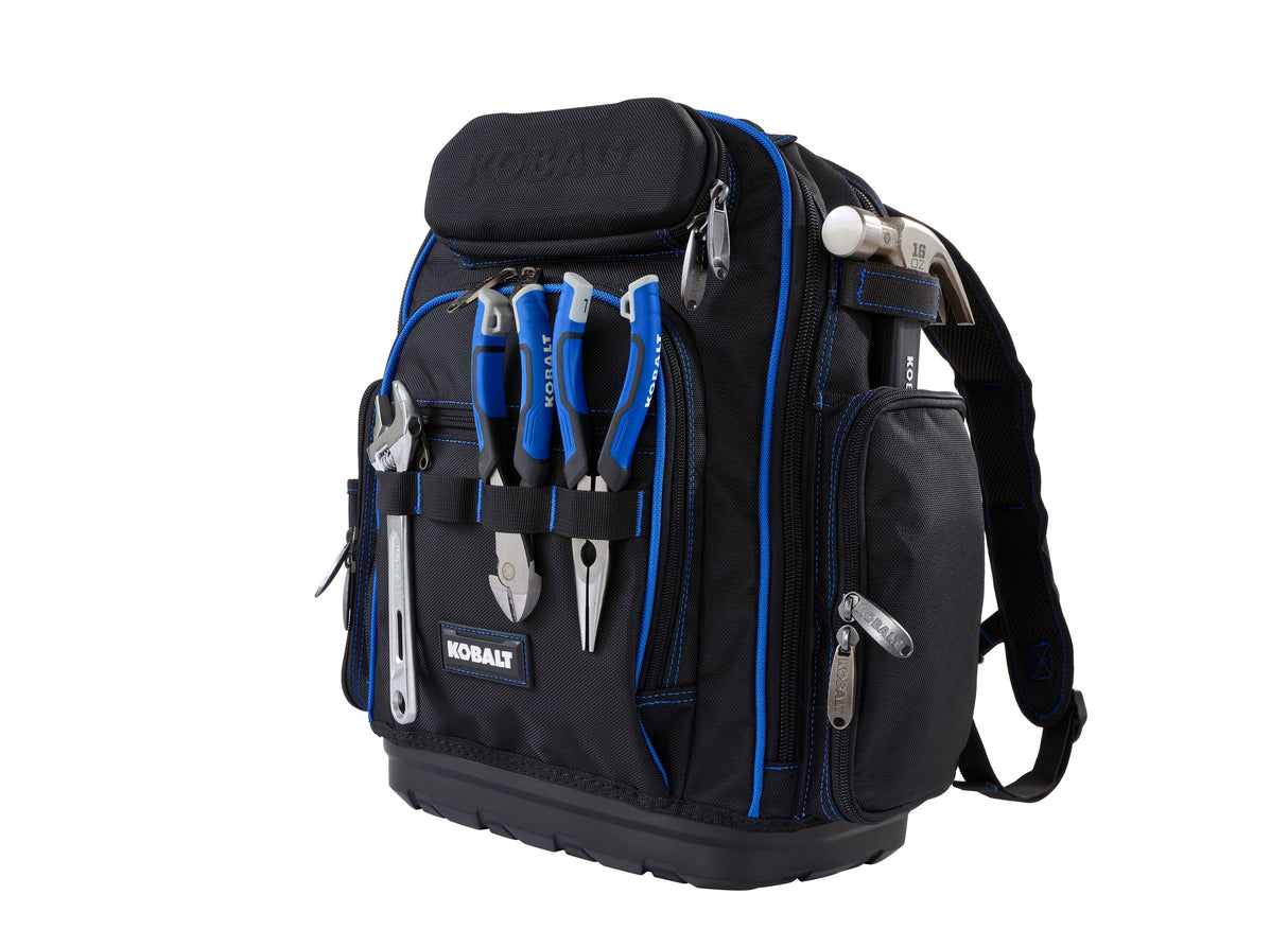 Blue Polyester 18-in Zippered Backpack KB-66D