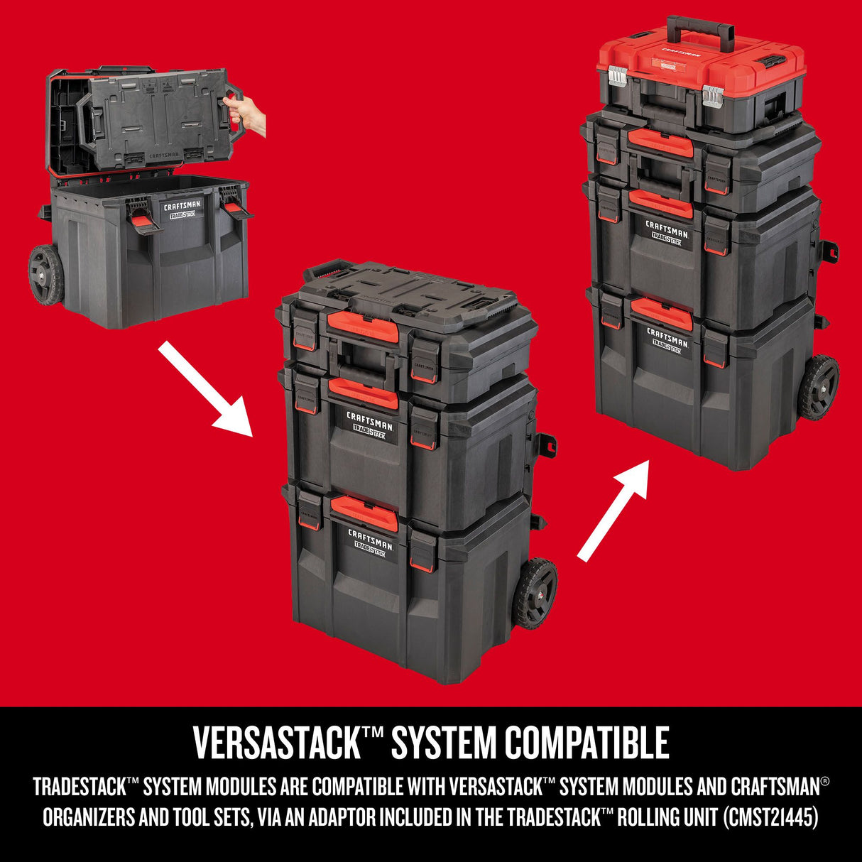 TRADESTACK System 21.45-in W x 10.59-in H x 13.38-in D Multiple Colors/Finishes Structural Foam Tool Box CMST21409