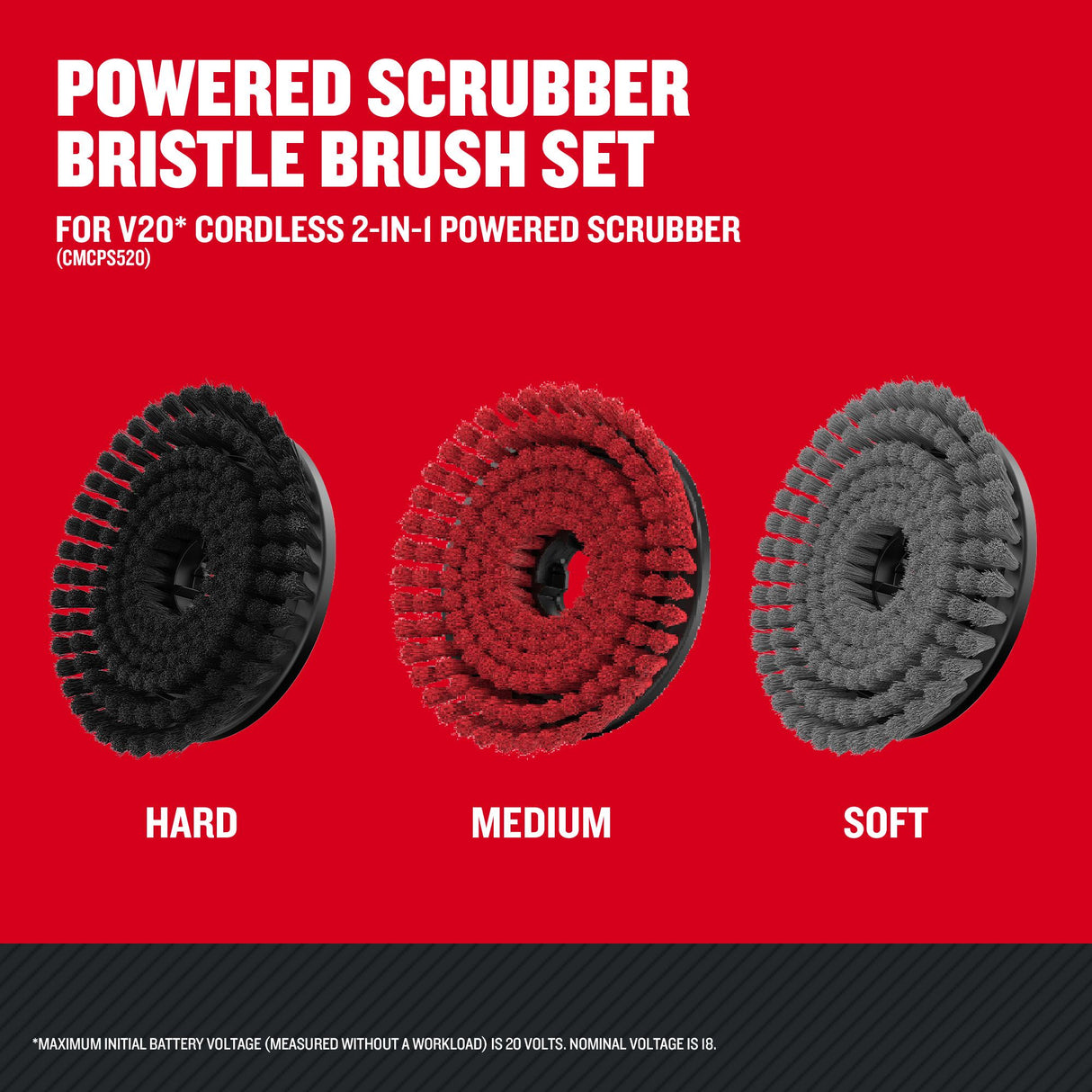 Powered Scrubber Bristle Brush Set CMCPSMHB