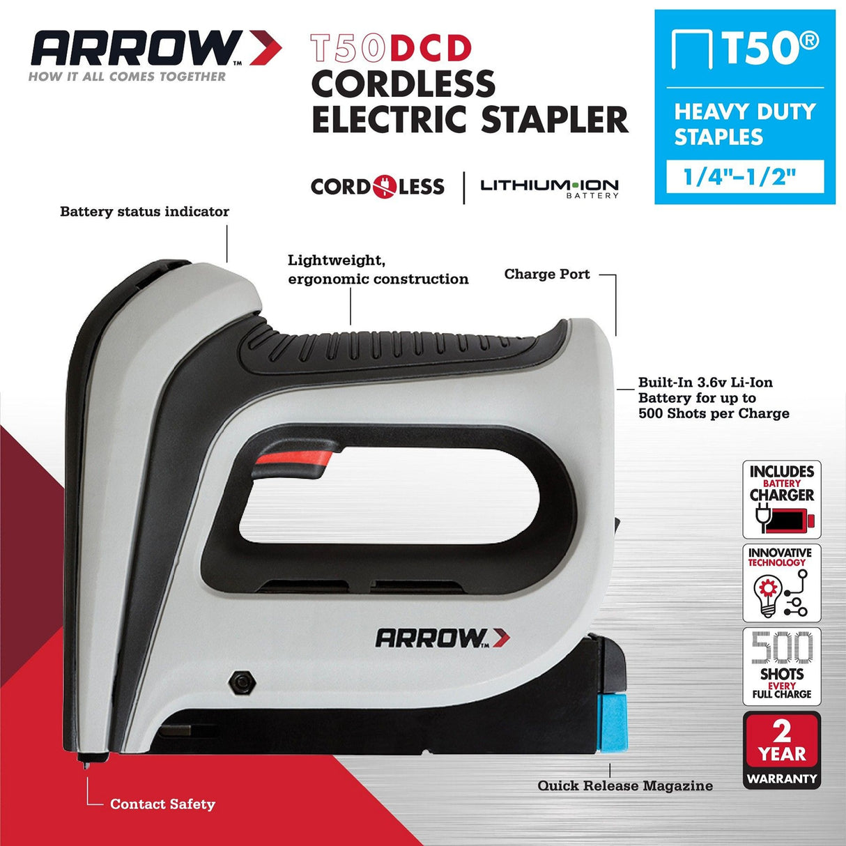 T50DCD 3/8-in Cordless Electric Staple Gun T50DCD