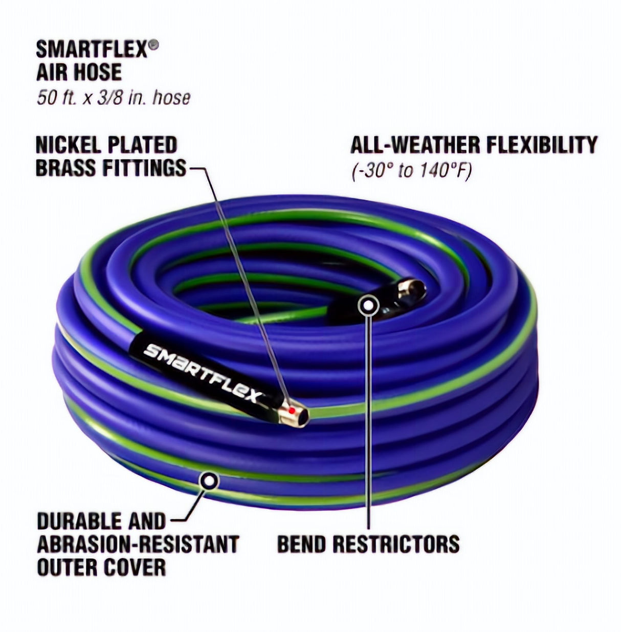 SmartFlex Air Hose 3/8-in x 50-ft HSF3850BL2 HSF3850BL2