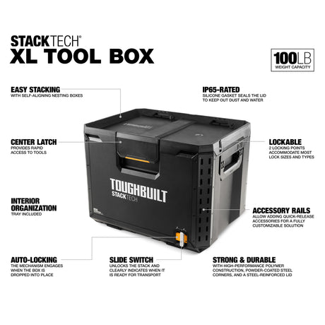 STACKTECH XL 21-in W x 15.6-in H x 16-in D Black Plastic/Metal Tool Box TB-B1-B-70