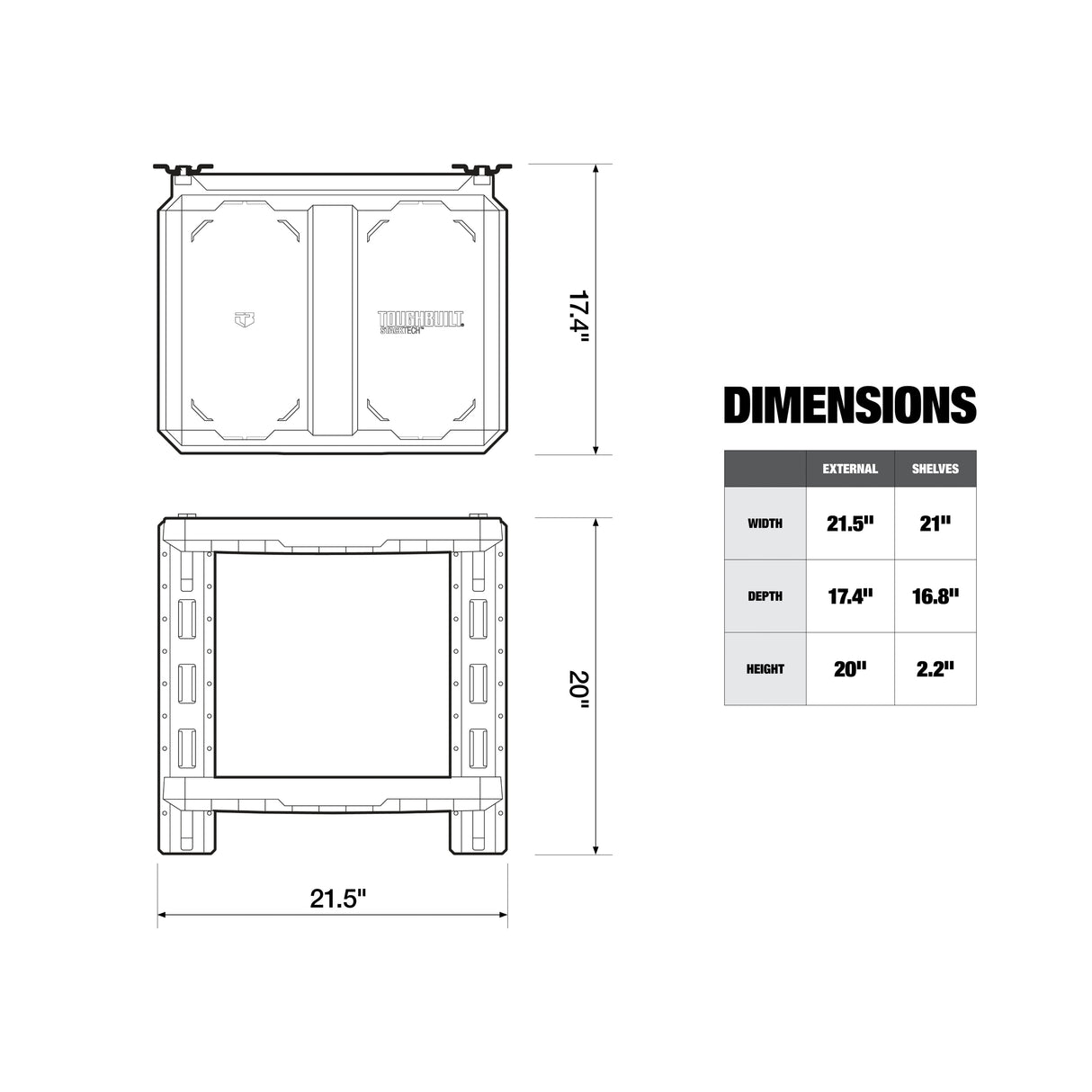 STACKTECH Plastic/Metal Shelf (2) Stacktech Shelves, (2) E-track Sections TB-B1S3-M-20