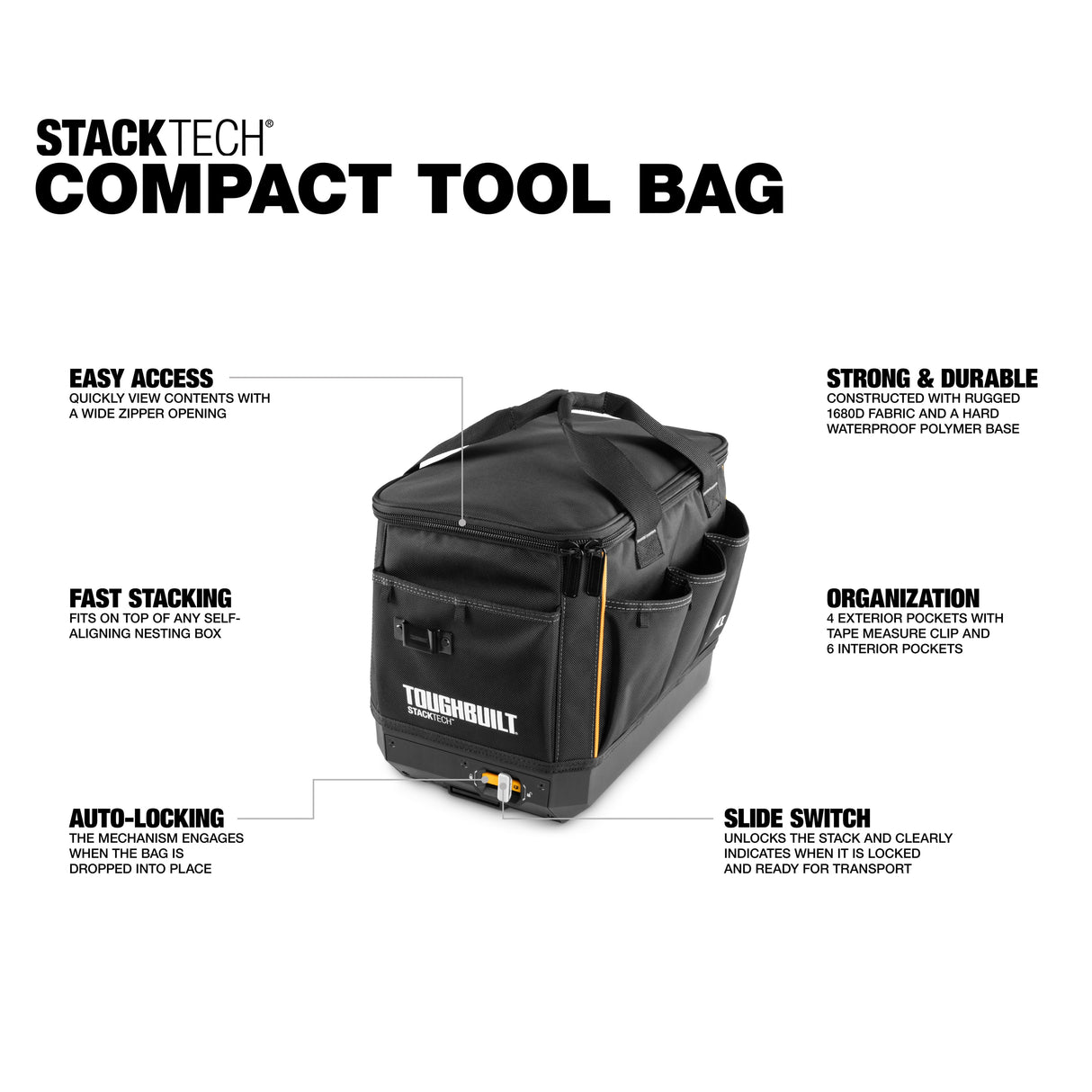 STACKTECH Black Polyester 11-in Zippered Tool Bag TB-B1-S-60C