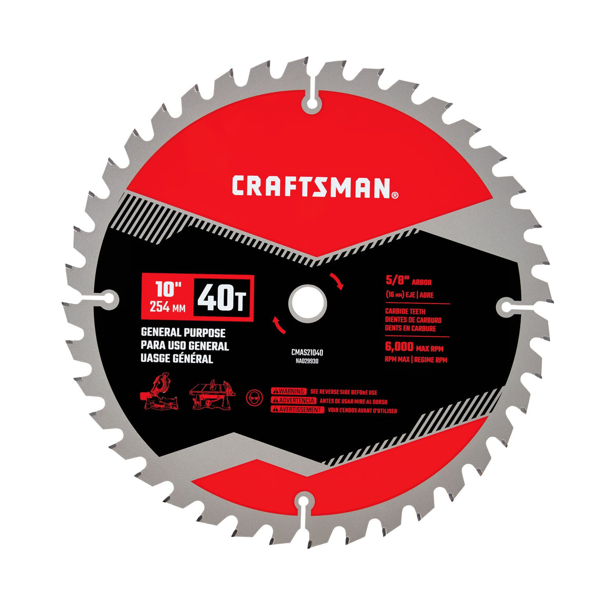 10-in 40-Tooth Fine Finish Carbide Miter/Table Saw Blade CMAS21040