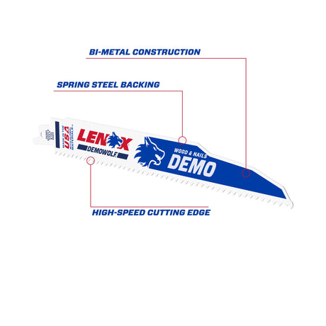 Bi-metal 9-in 6 Tpi-TPI Demolition Reciprocating Saw Blade (5-Pack) LEN-ES20371966R5