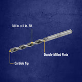 Multi-material 3/8-in x 5-1/2-in Carbide Masonry Drill Bit for Rotary Drill 1792769