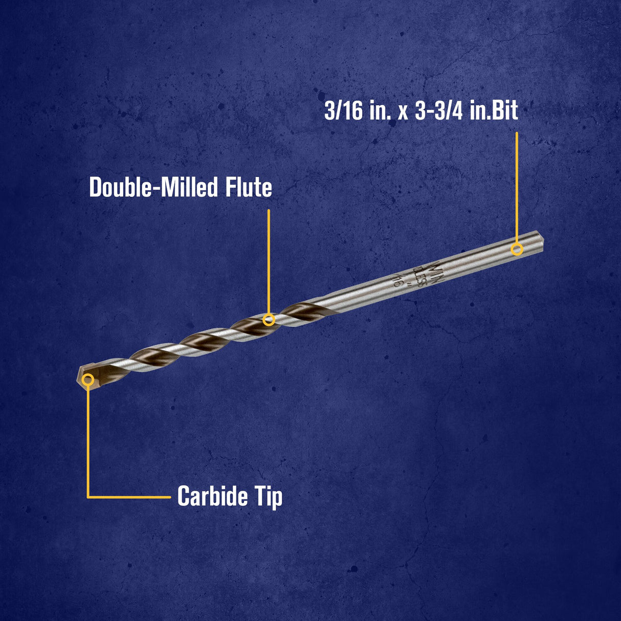 Multi-material 3/16-in x 3-3/4-in Carbide Masonry Drill Bit for Rotary Drill 4935107