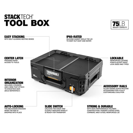 STACKTECH 21-in W x 7.2-in H x 16-in D Black Plastic/Metal Tool Box TB-B1-B-30