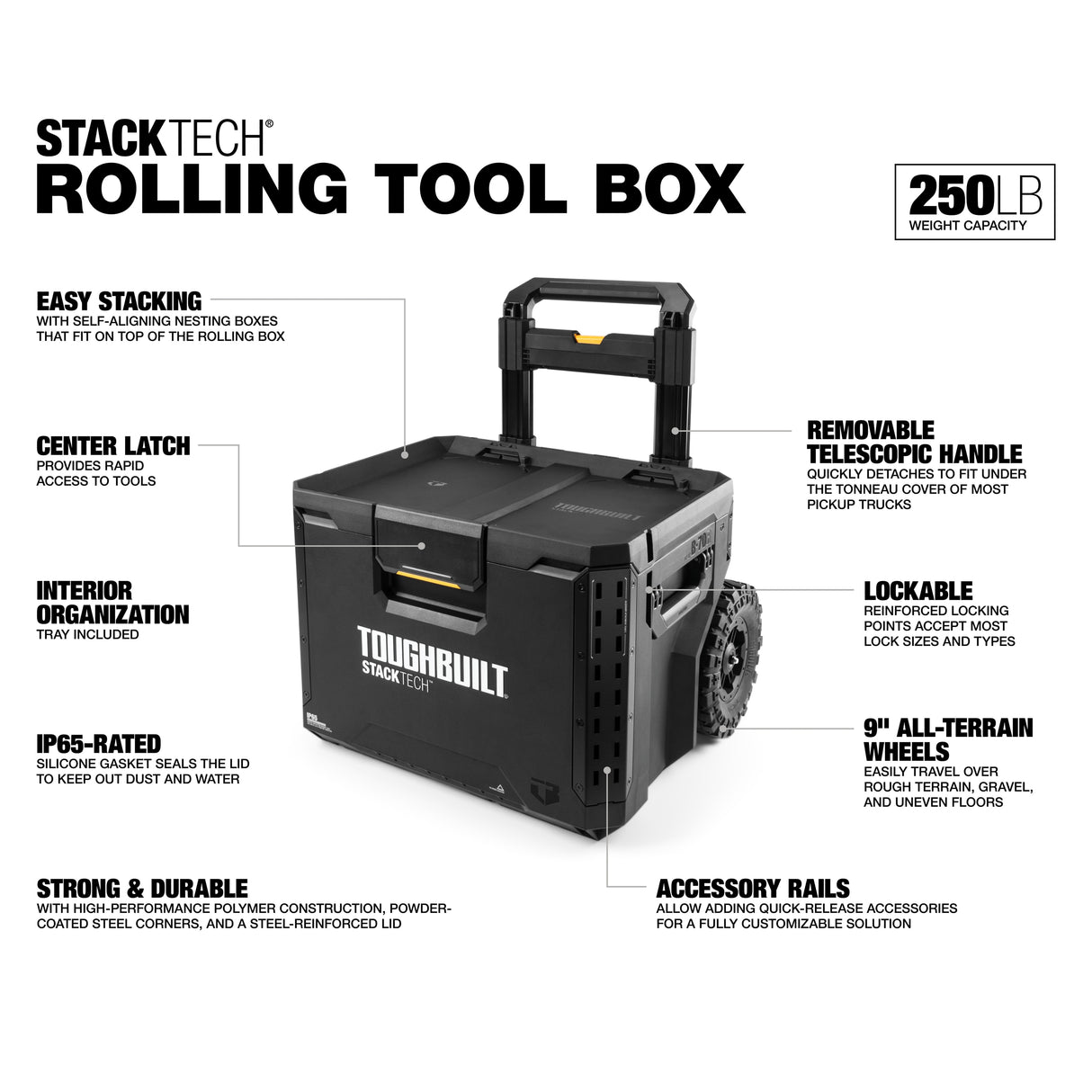 STACKTECH 22.3-in W x 26-in H x 19.7-in D Black Plastic/Metal Rolling Tool Box TB-B1-B-70R