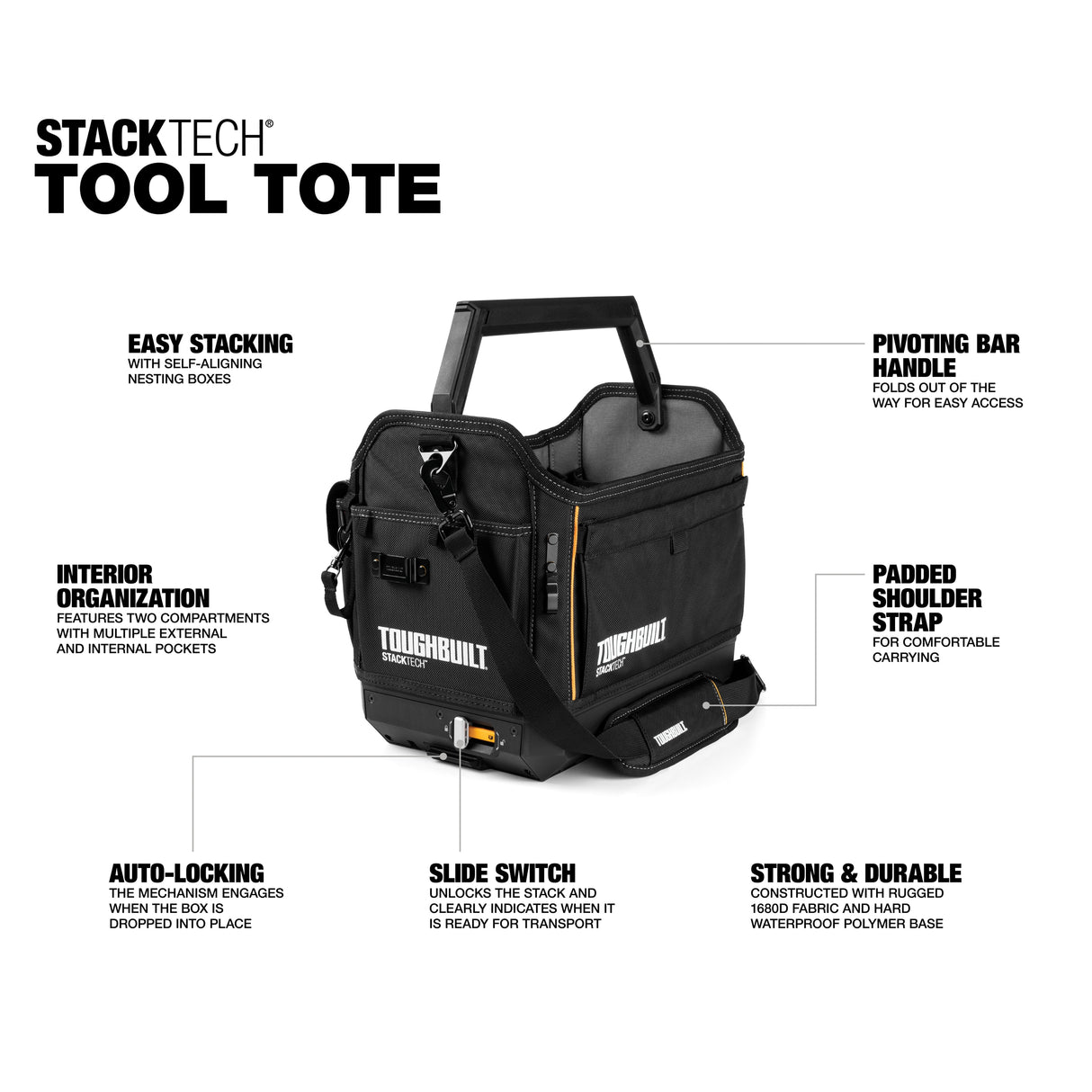 STACKTECH Black Polyester 18-in Tool Tote TB-B1-S-80C