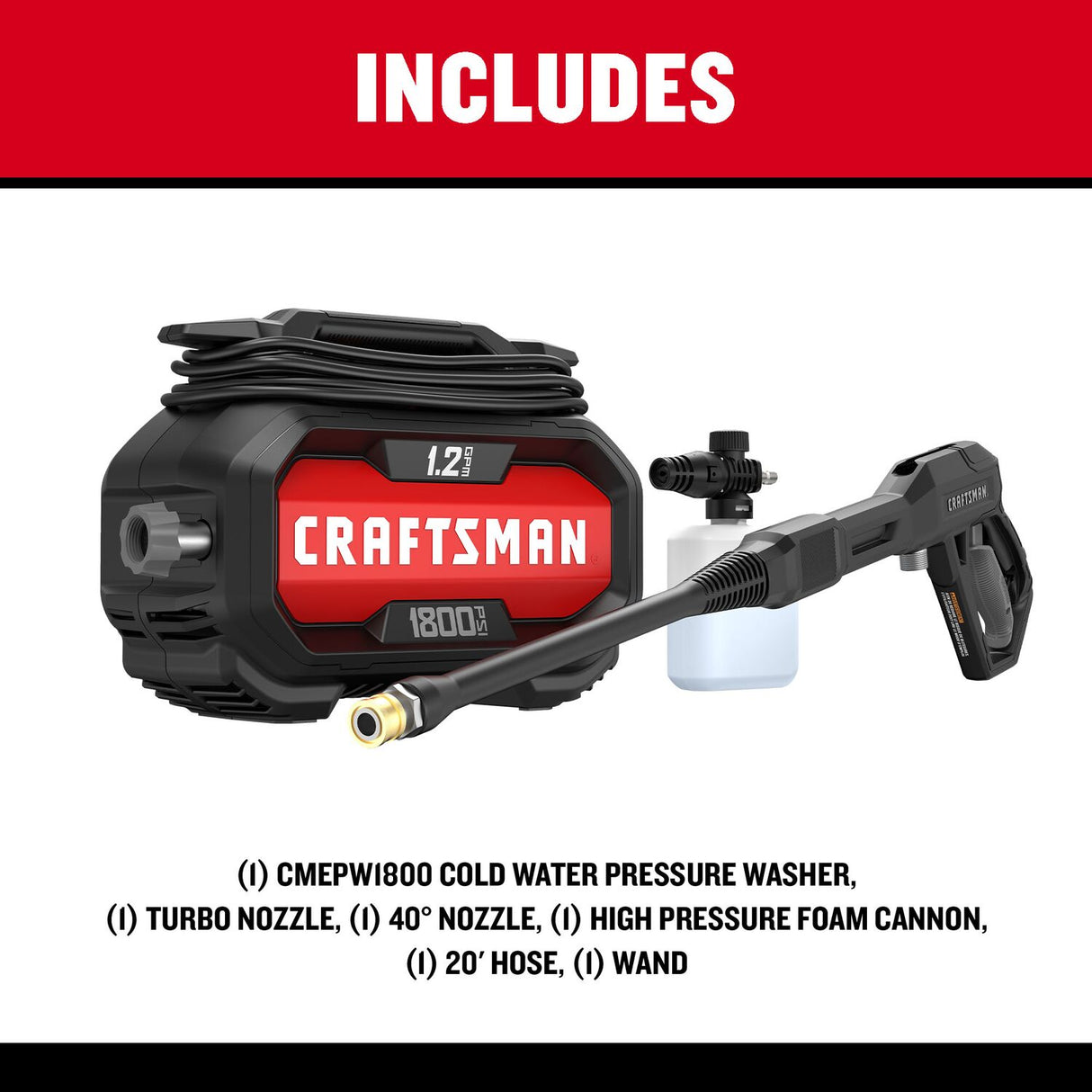 1800 PSI 1.2-GPM Cold Water Electric Pressure Washer with 2 Spray Tips CMEPW1800