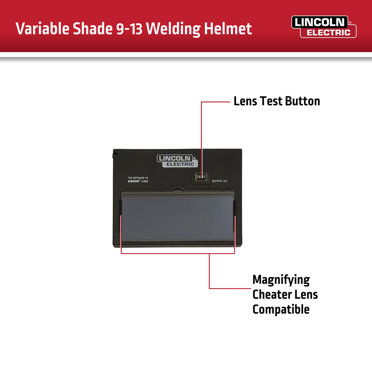 Auto Darkening Variable Shade Red Welding Helmet K3446-1