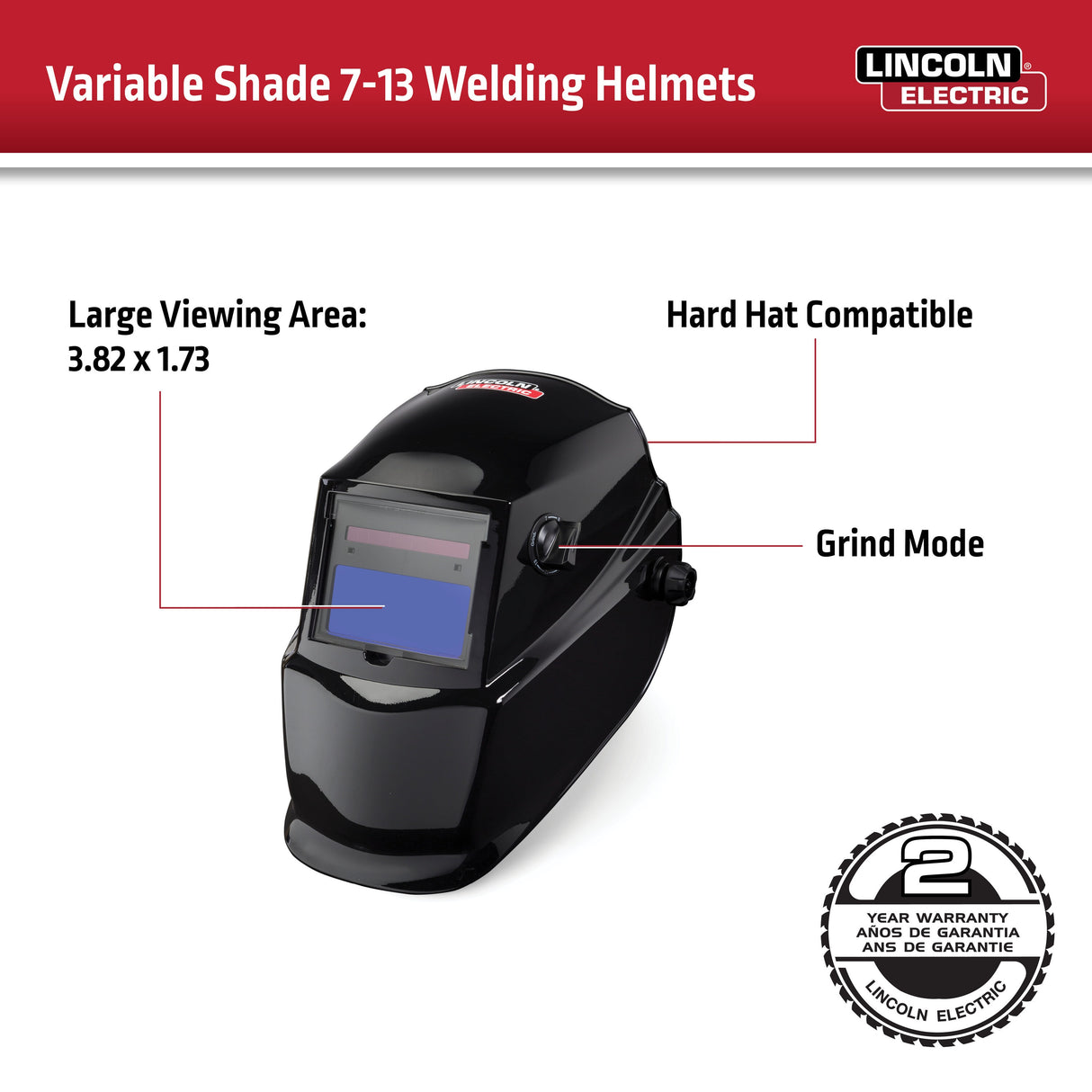 Auto Darkening Variable Shade Black Welding Helmet K3419-1