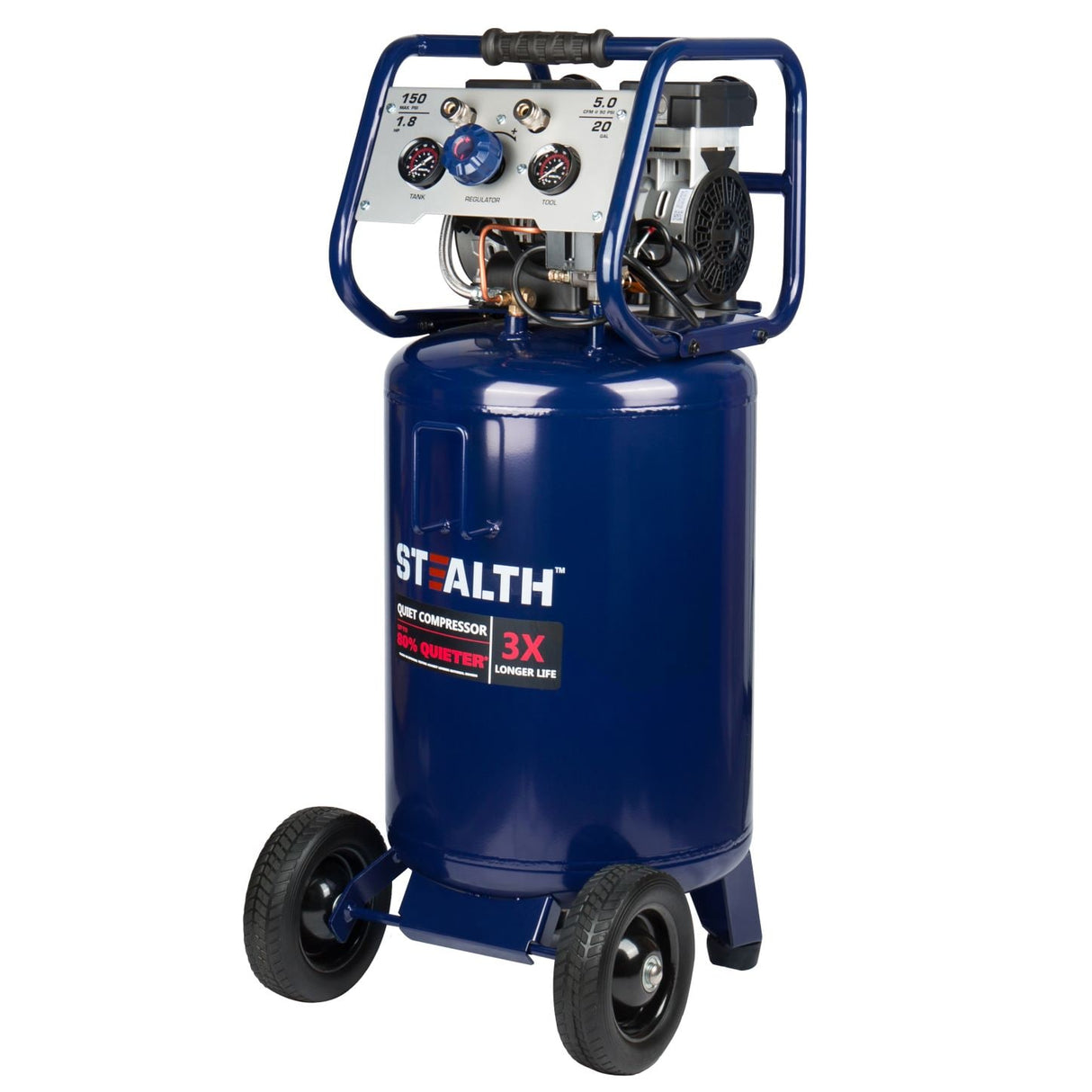 Quiet Tech 20-Gallon Portable Electric 150 PSI Vertical Quiet Air Compressor SAQ-12018