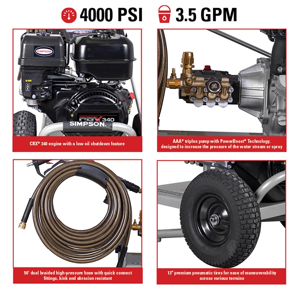 Pro Series 4000 PSI 3.5-GPMs Cold Water Gas Pressure Washer with 4 Spray Tips PS61371