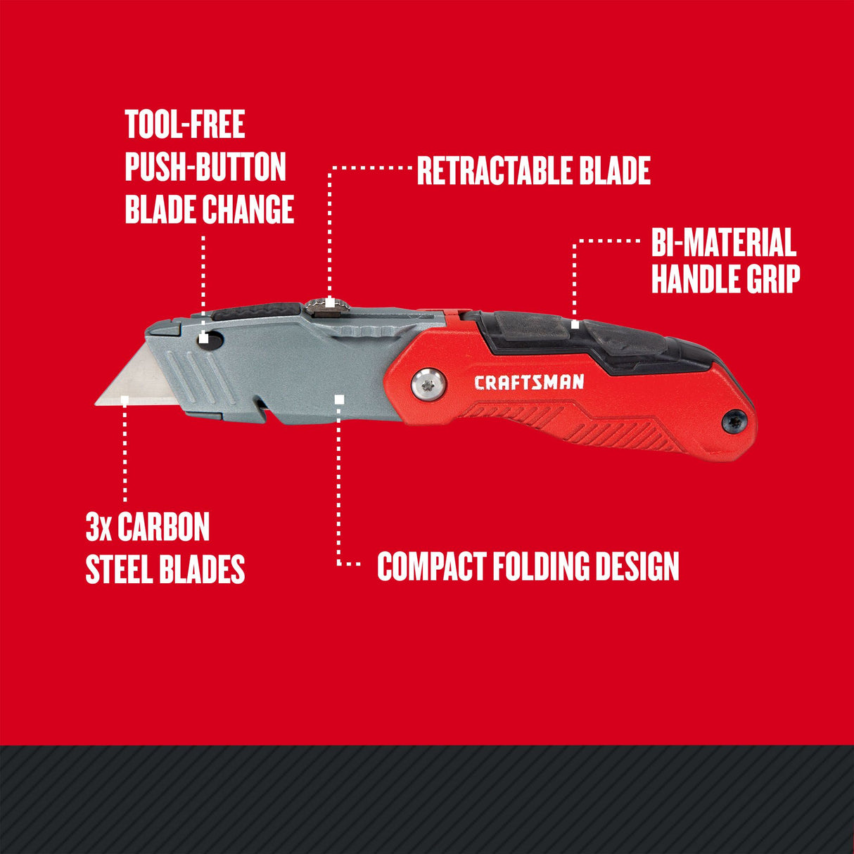 3/4-in 3-Blade Folding Retractable Utility Knife CMHT10932