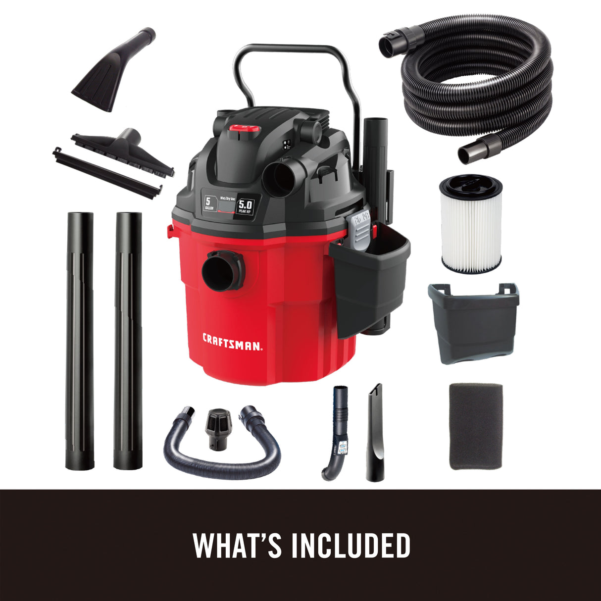 Remote Control 5-Gallons 5-HP Corded Wet/Dry Shop Vacuum with Accessories Included CMXEVCVVWM510