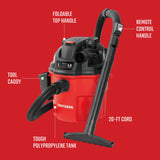 Remote Control 5-Gallons 5-HP Corded Wet/Dry Shop Vacuum with Accessories Included CMXEVCVVWM510