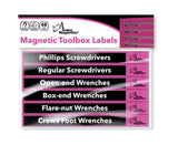 Set of 48 Bright Pink and Black Magnetic Toolbox Labels Magnetic Accessory GMLB108