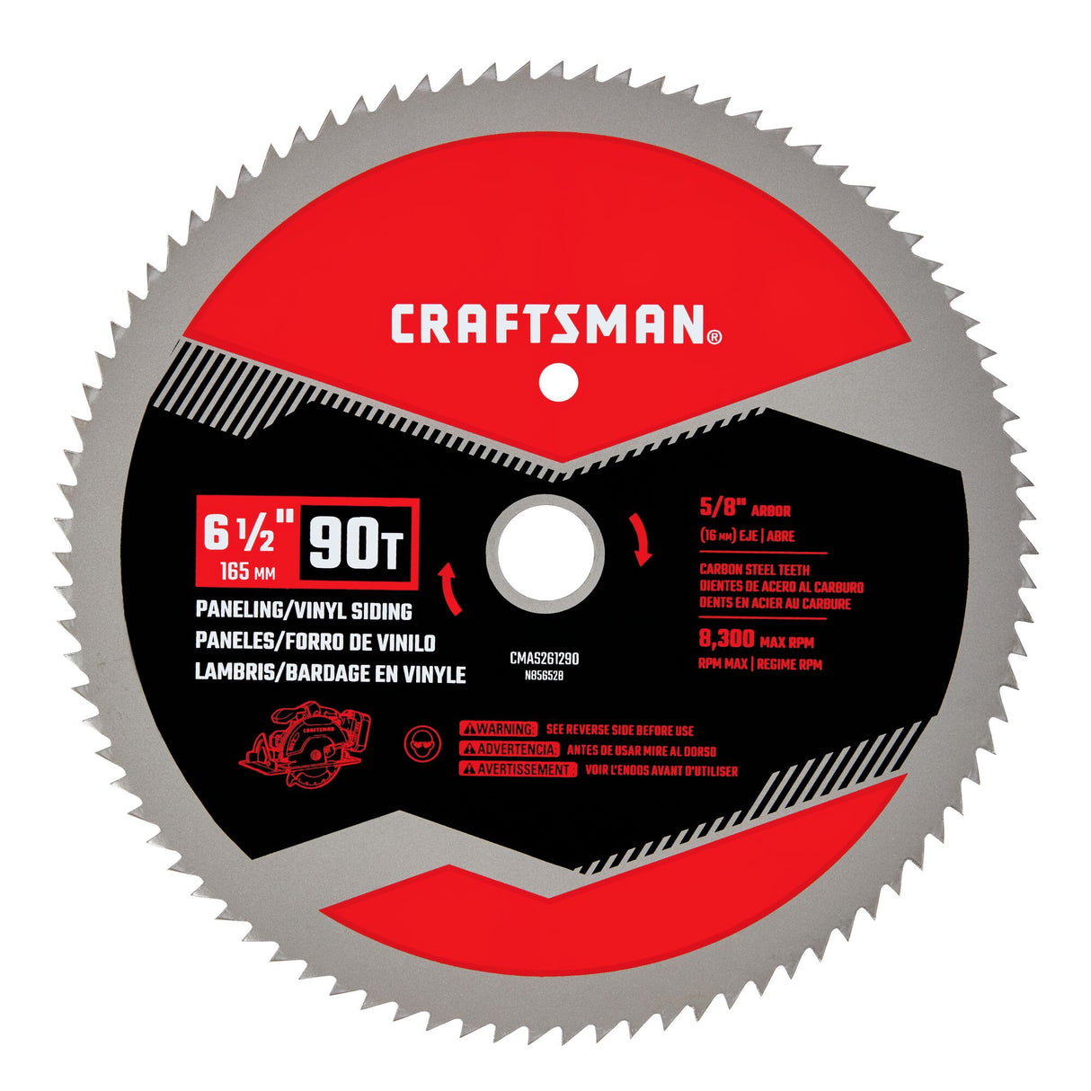 6-1/2-in 90-Tooth Fine Finish High-speed Steel Circular Saw Blade CMAS261290