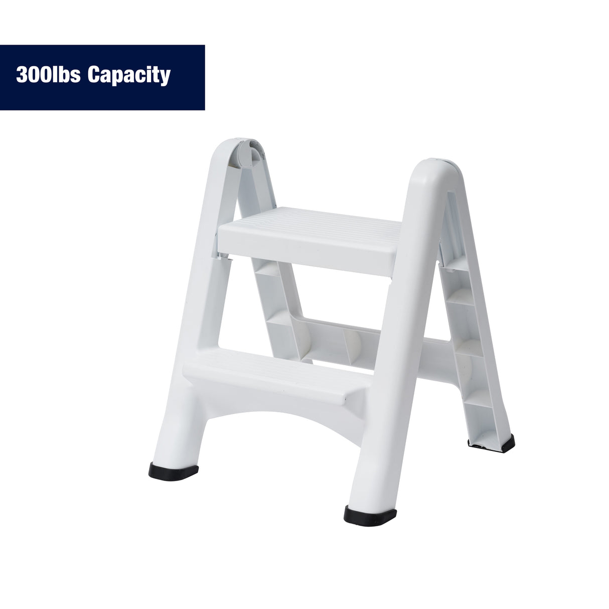 2-Step 300-lb Capacity White Plastic Foldable Step Stool 59001