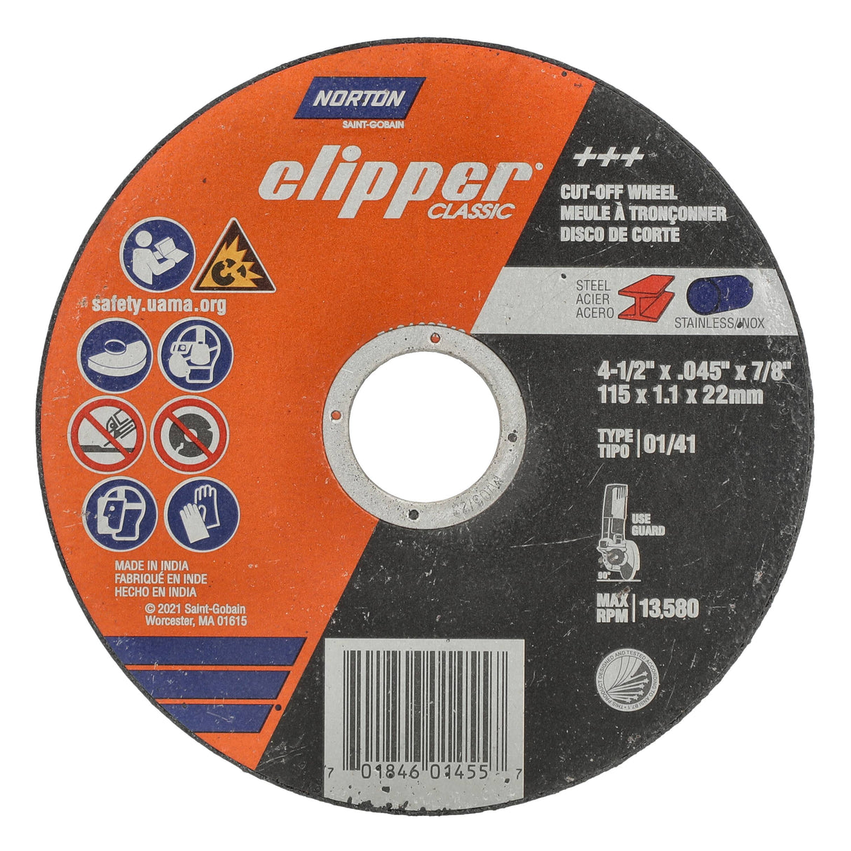 Norton Clipper 4.5-in Aluminum Oxide 60-Grit Cut-off Wheel 70184601455