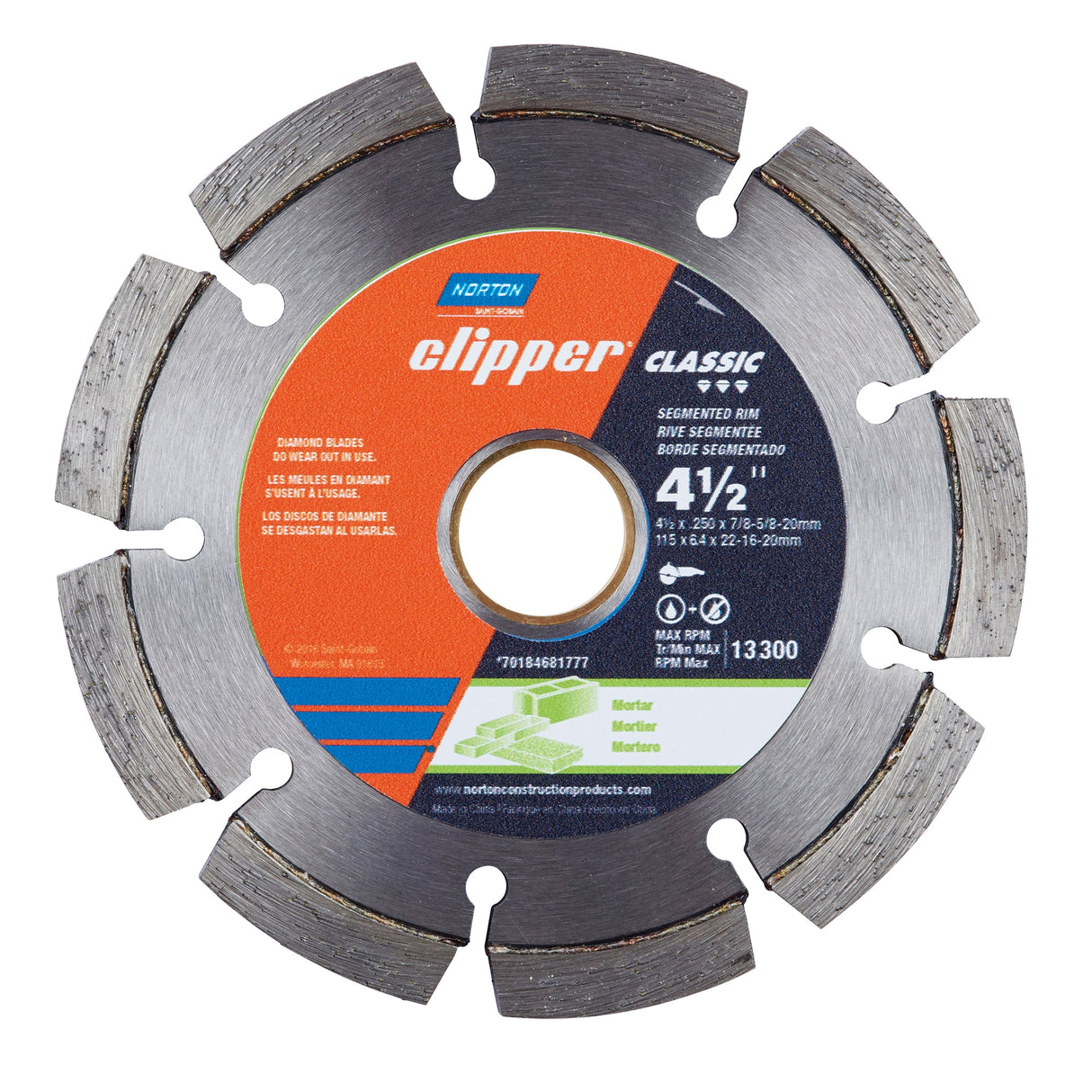 4 1/2" Diamond Saw Blade Norton Clipper 4-1/2-in Wet/Dry Segmented Rim Diamond Saw Blade 70184681777