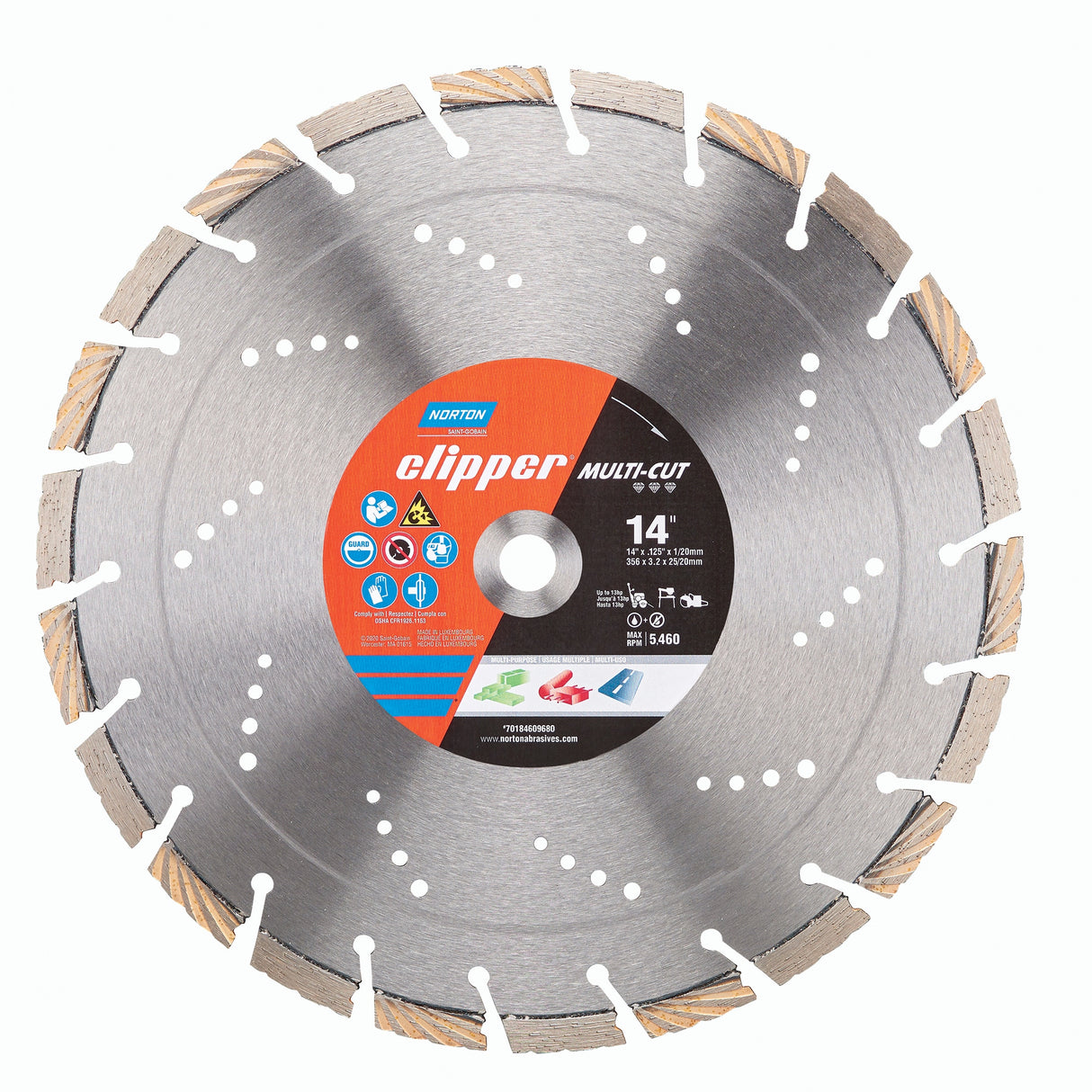 Norton Clipper 14-in Wet/Dry Segmented Rim Diamond Saw Blade 70184609680