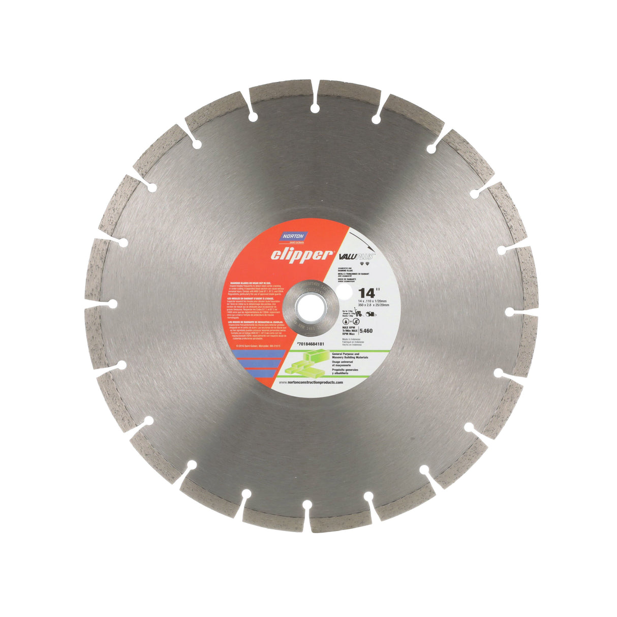 Norton Clipper 14-in Wet/Dry Segmented Rim Diamond Saw Blade 70184684181