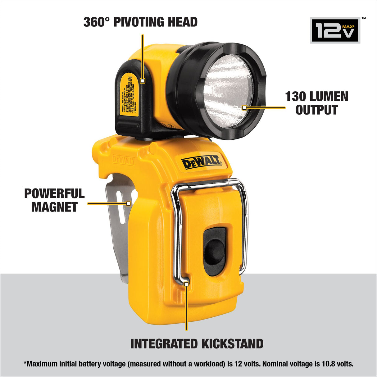 12-volt Max Lithium Ion (li-ion) Cordless 130-Lumen LED Rechargeable Power Tool Flashlight DCL510