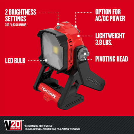 20V Max Lithium Ion (li-ion) Corded & Cordless 1825-Lumen LED Rechargeable Power Tool Flashlight CMCL030B