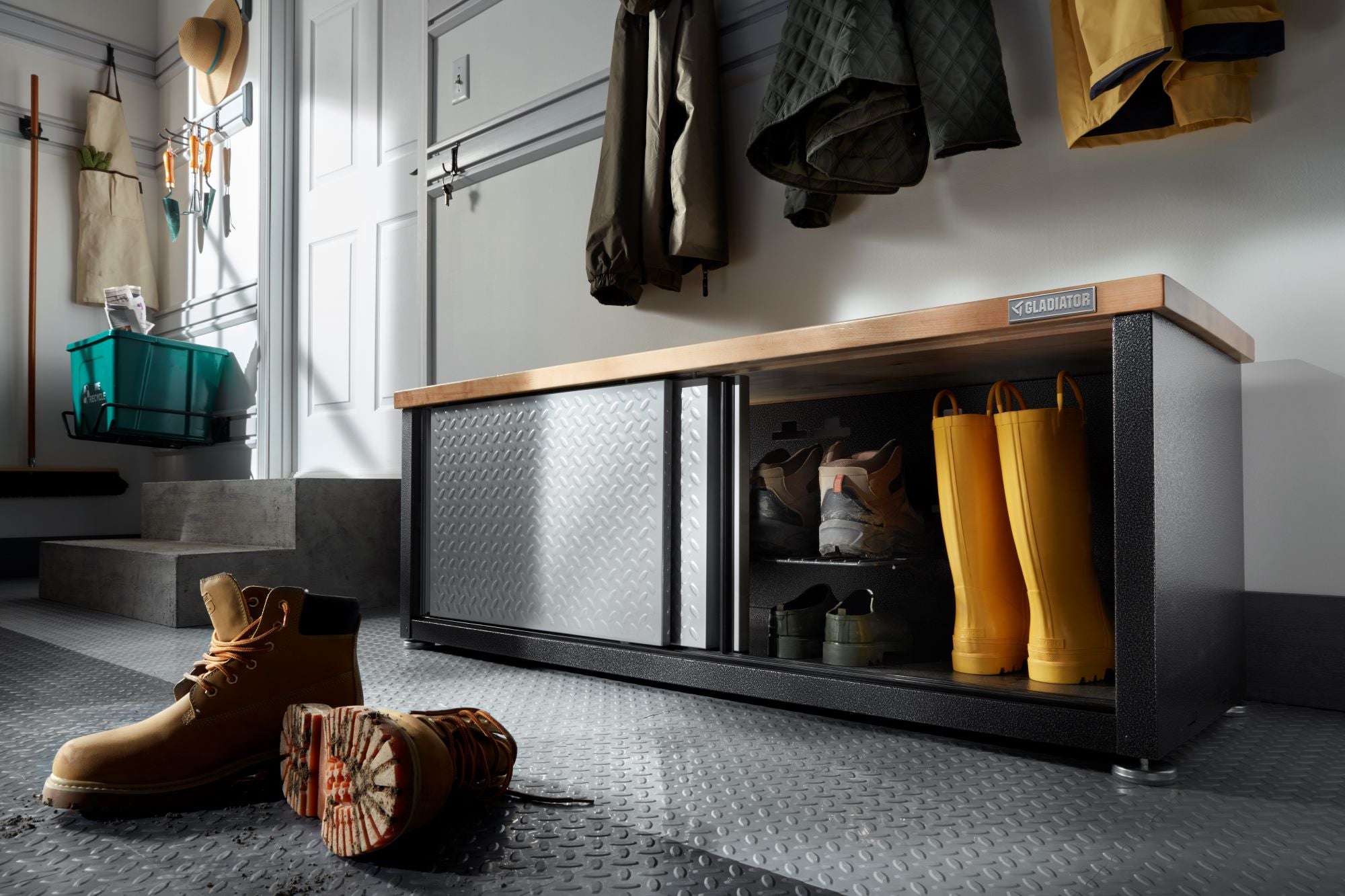 30.5-in L x 30.5-in H 1-Drawer Silver Tread Steel Work Bench