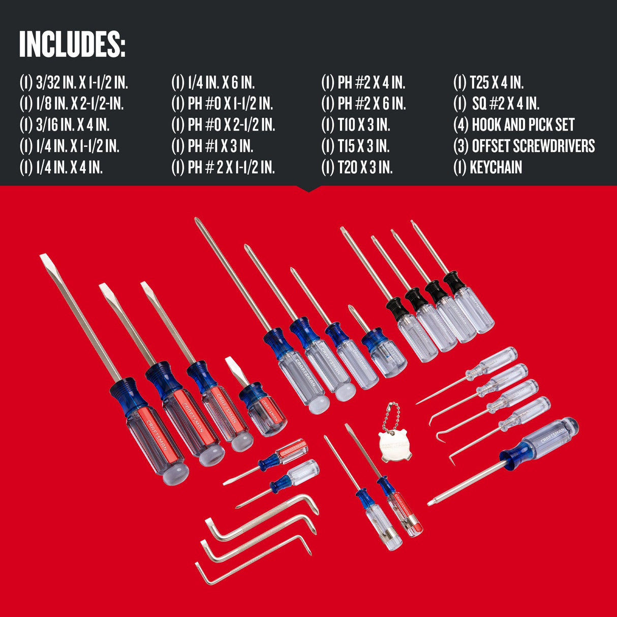 25-Piece Acetate Handle Assorted Drive Screwdriver Set CMHT65046