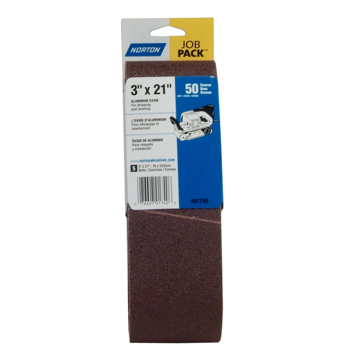 Norton Coarse 50-Grit Belt Sandpaper 3-in W x 21-in L 7660701740