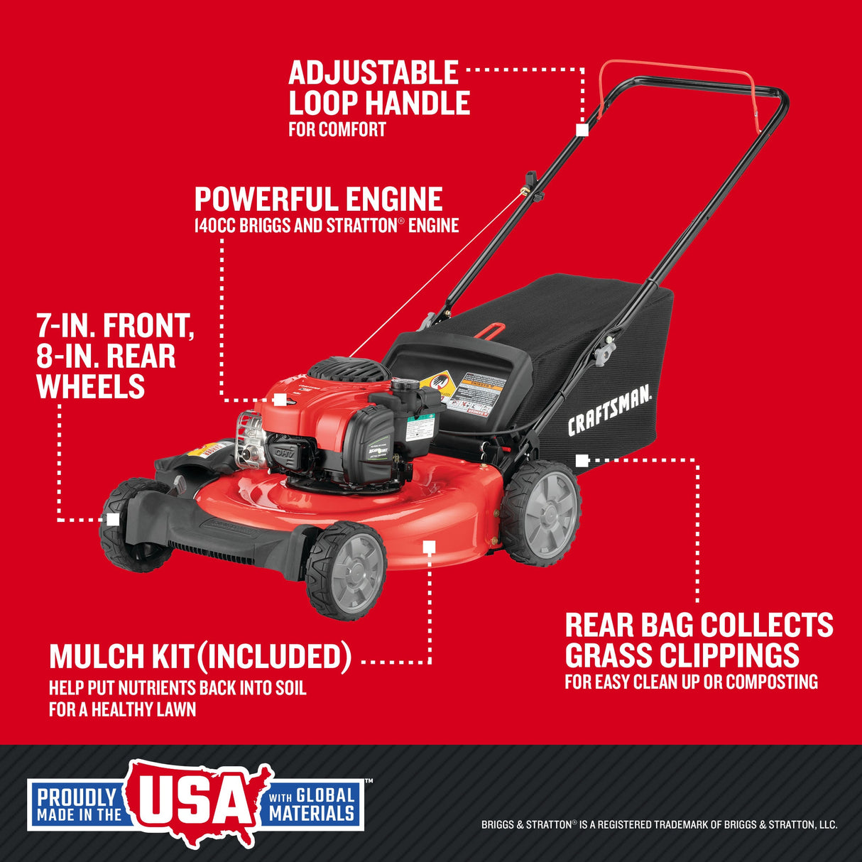 M110 21-in Gas Push Lawn Mower with 140-cc Briggs and Stratton Engine CMXGMAM1125499