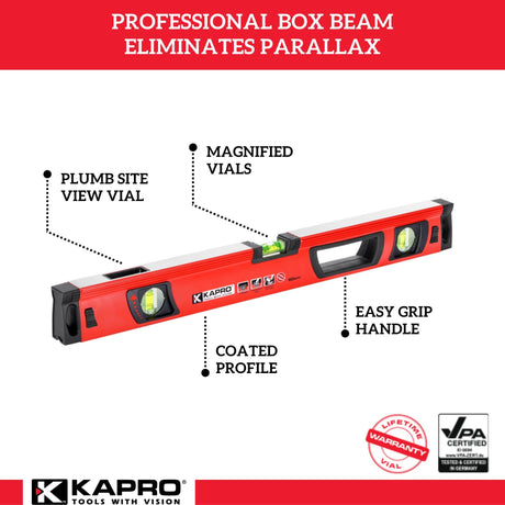 Aluminum 24-in 3 Vial Box Beam Level 995-41X-24