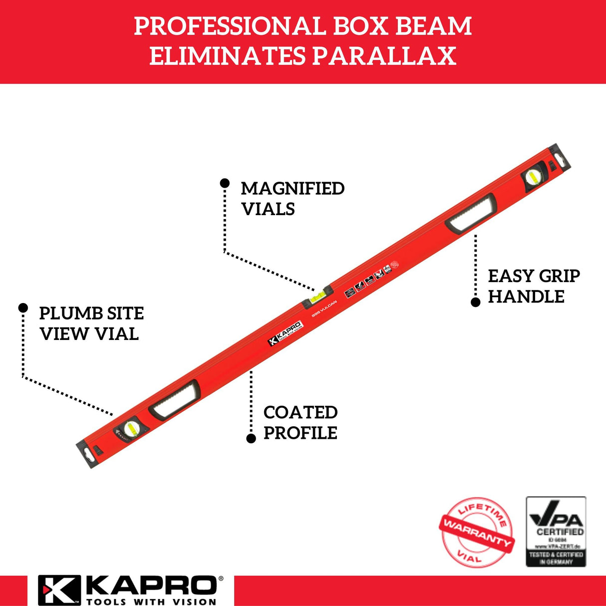 Aluminum 36-in 3 Vial Box Beam Level 995-41X-36