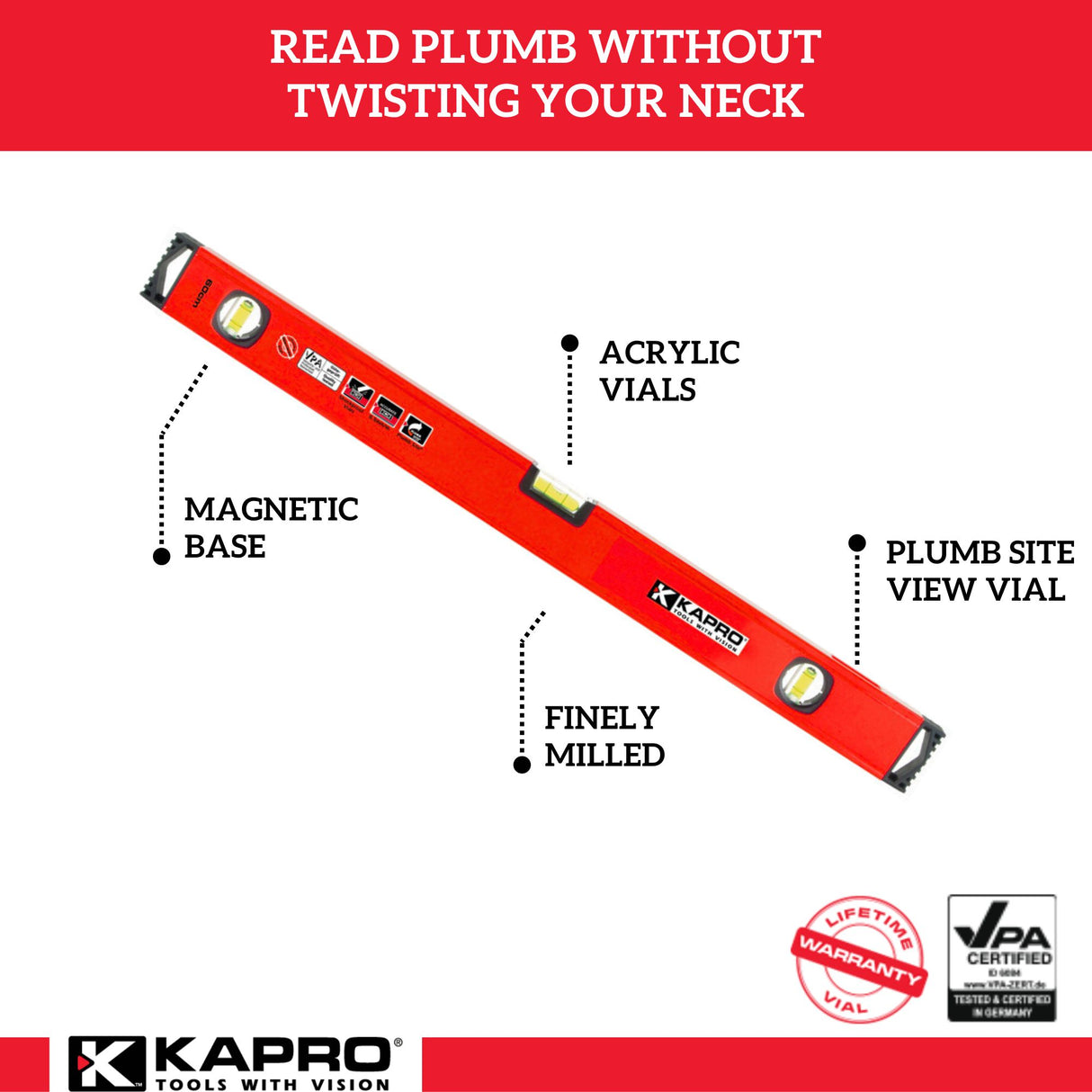 Aluminum 24-in 3 Vial Magnetic Box Beam Level 781-PM-24