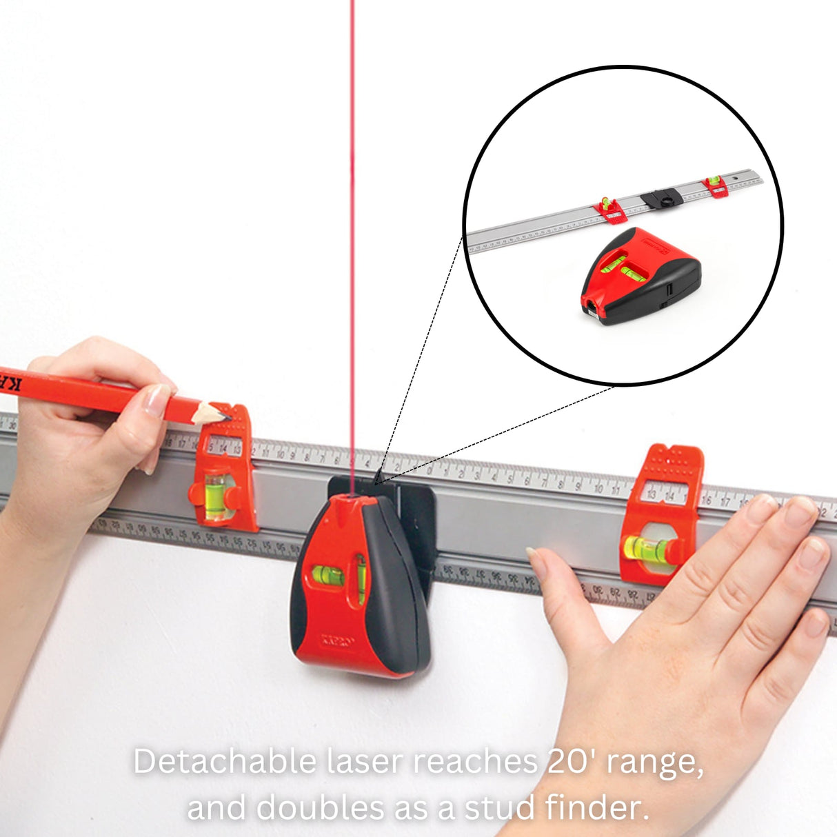 Kapro 814 ProLaser Set-A-Shelf Ruler - Aluminum, Versatile & Convenient DIY Tool for Accurate Layout, Leveling, and Aligning - Set&Match Series 814