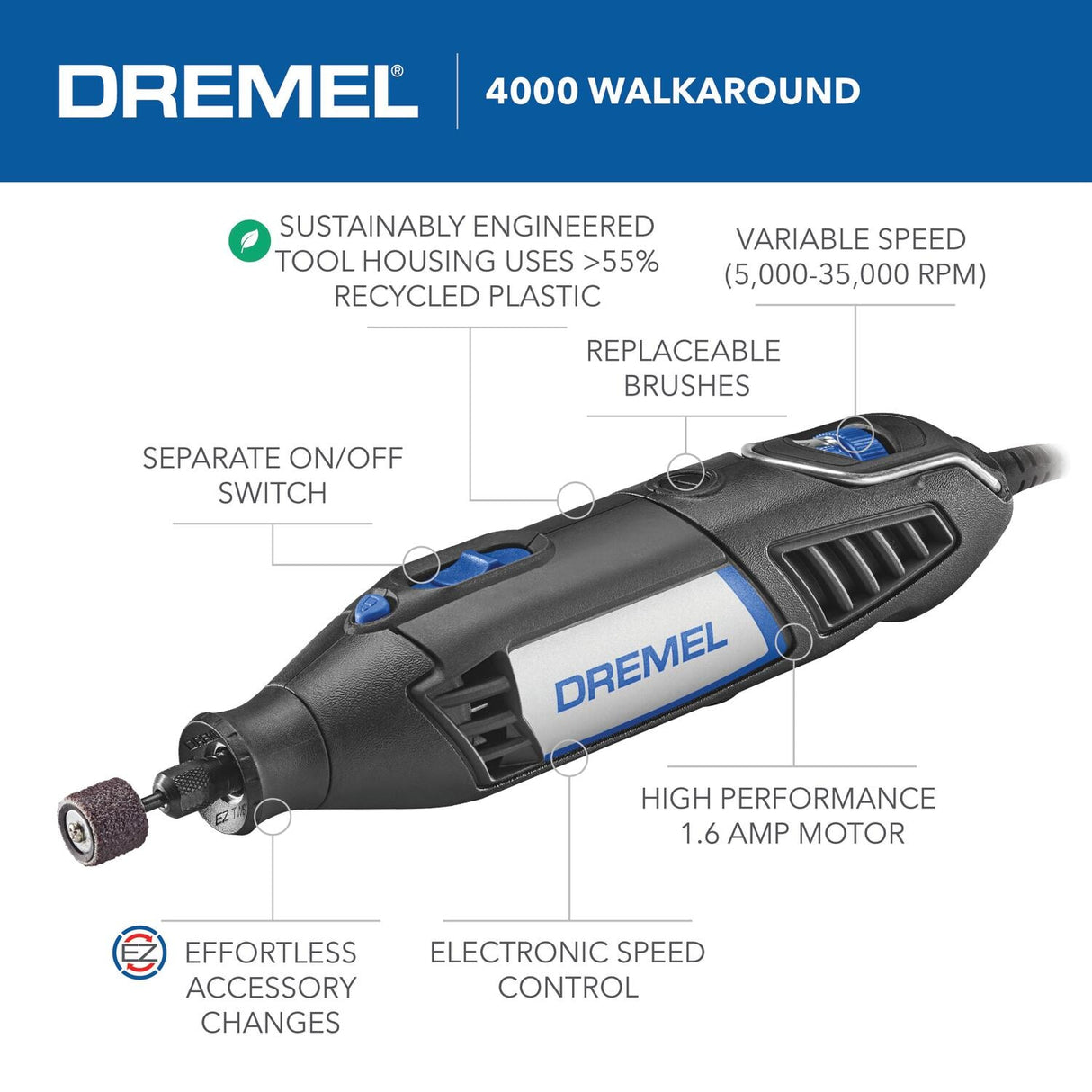 Variable Speed Corded 12-volt 1.6-Amp Multipurpose Rotary Tool 4000-2/32