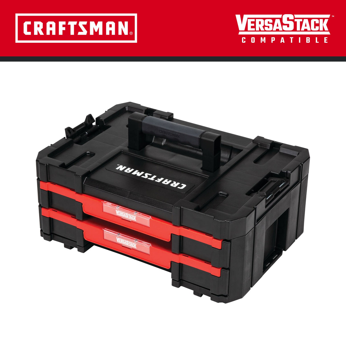 VERSASTACK 17-in W x 6.87-in H x 12.5-in D 2-Drawer Black Plastic Tool Box CMST17804