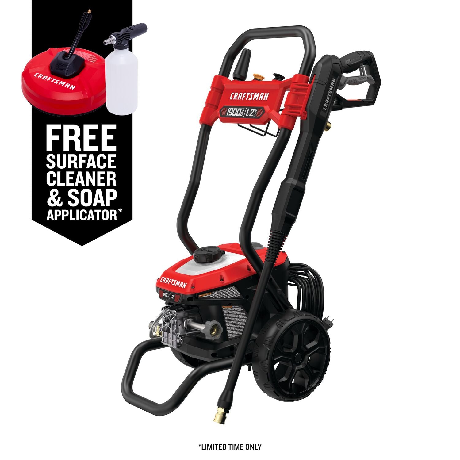 1900 PSI 1.2-GPM Cold Water Electric Pressure Washer with 3 Spray